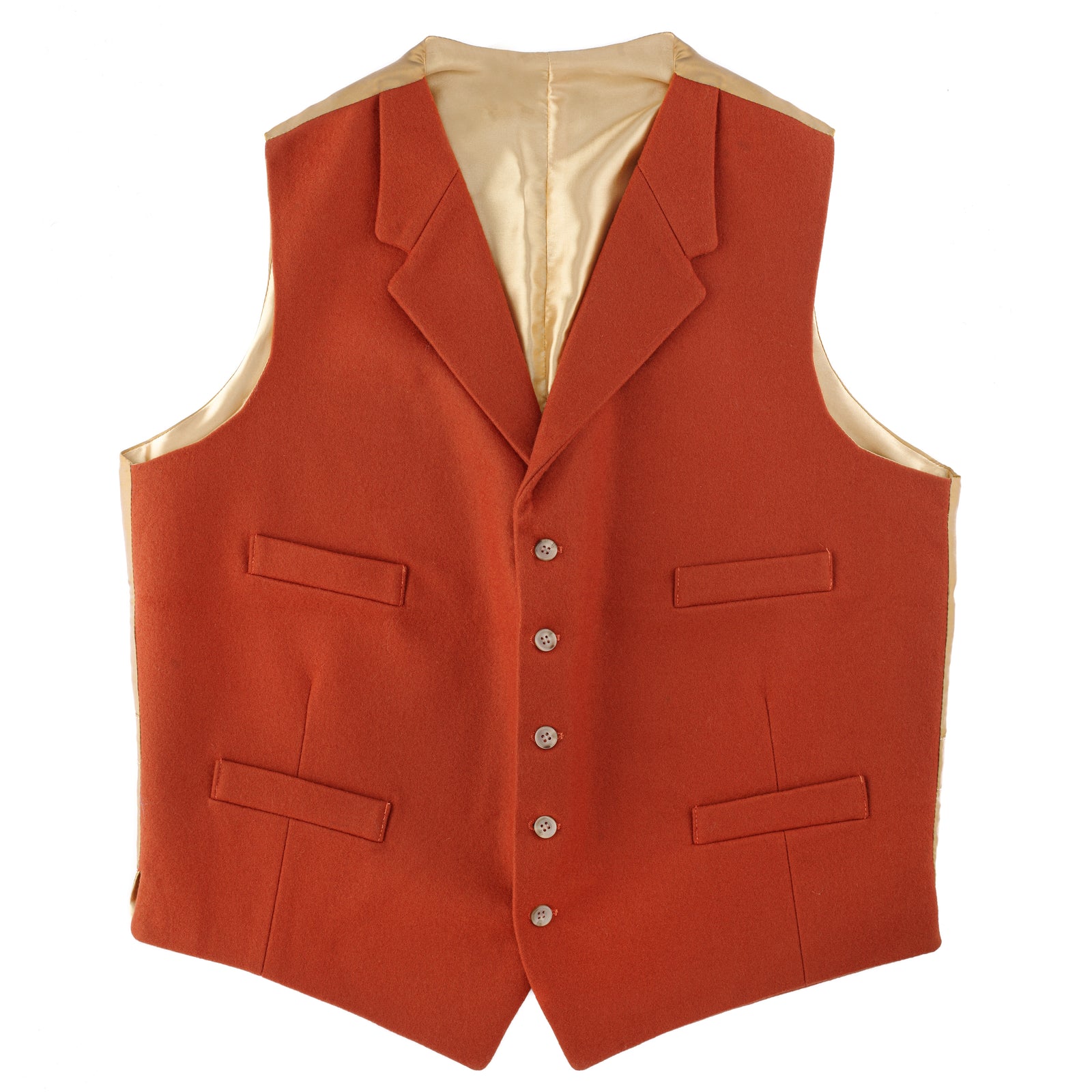 Doeskin Waistcoat With Lapels Deep Orange - Ratcatcher Tweed