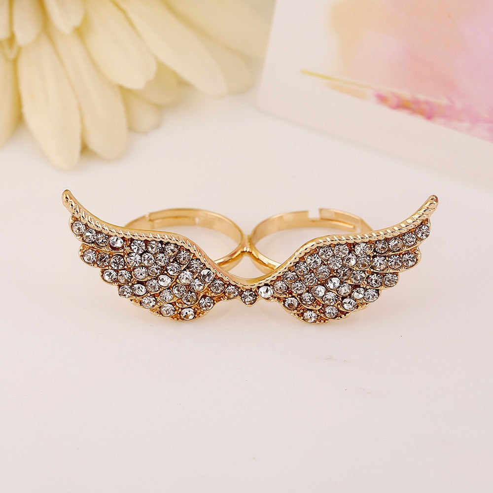 Double Finger Crystal Wing Ring