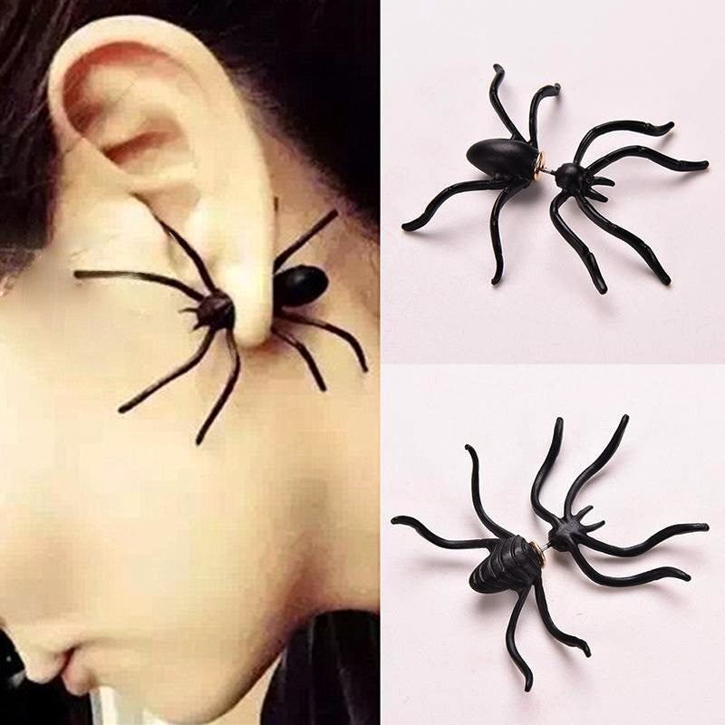 Black Spider Earrings / 3D Double-Sided Earrings