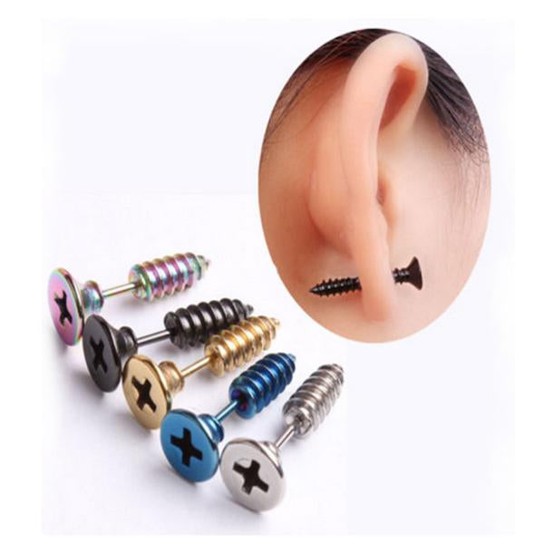 Stainless Steel Screw Stud Earrings