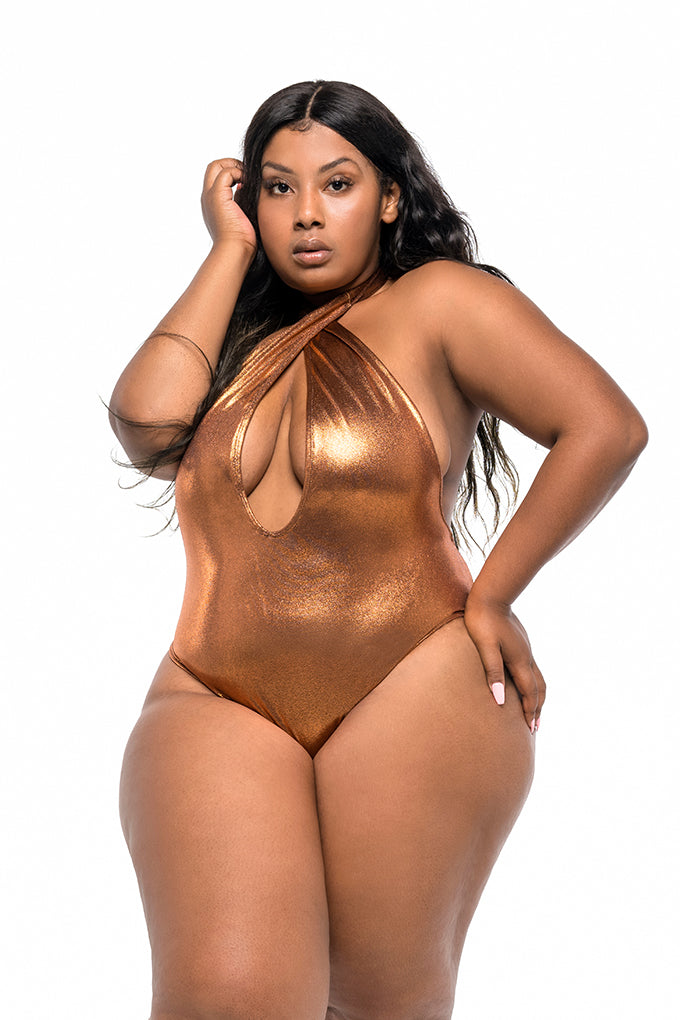 bronze bathing suit