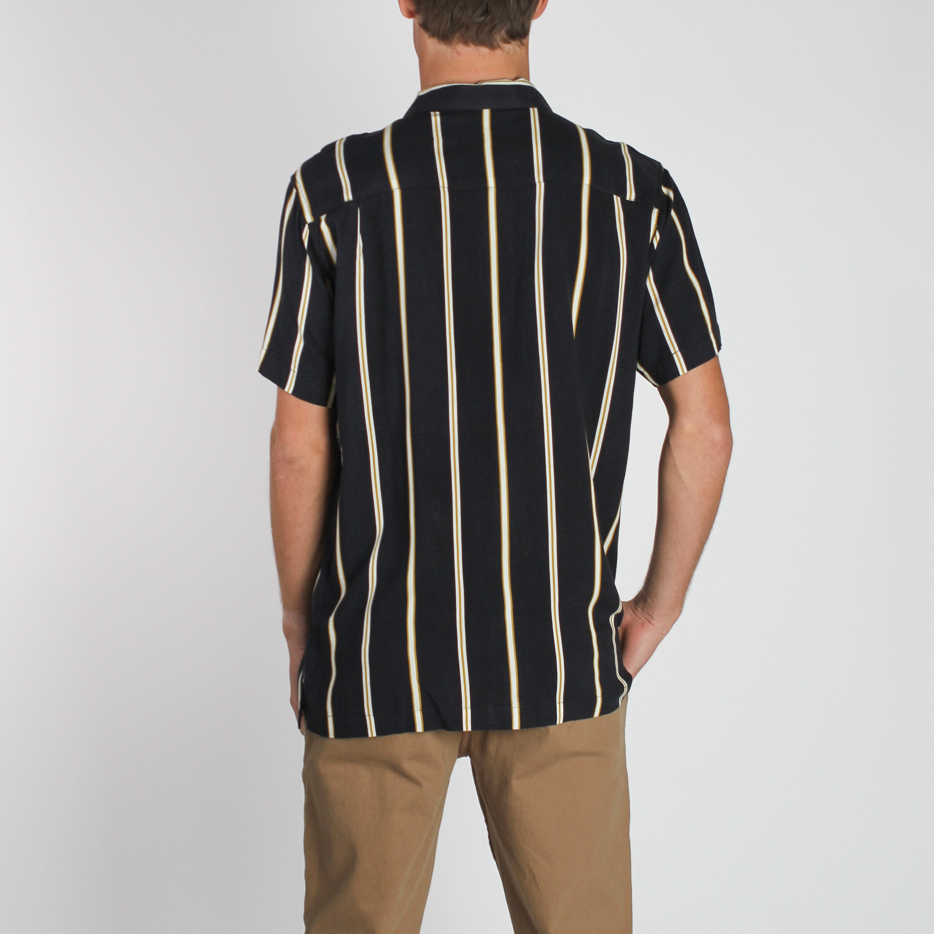 Kingpin SS Woven Navy Stripe