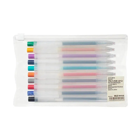 Muji Gel Ink Ballpoint Pens 0.5mm 10 Colors Set