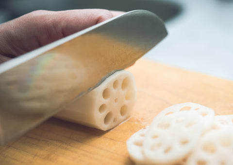 slicing lotus root