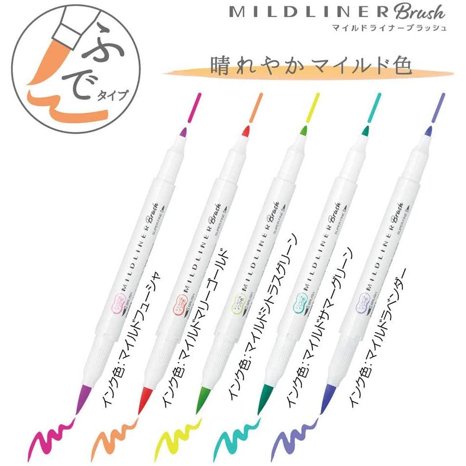 Zebra Highlighter Mildliner Brush Noble Color 5 Colors Set, WFT8-5C-NC