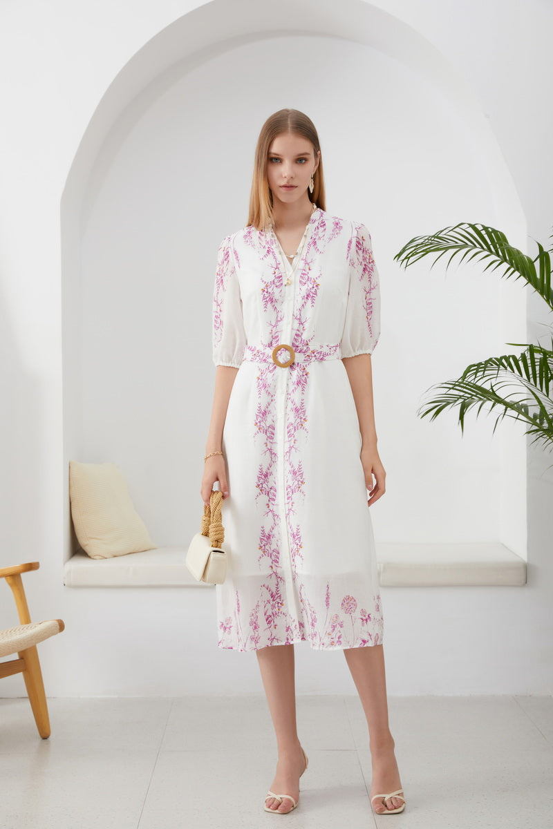 GDS Nicolette Belted Linen Dress | Violet