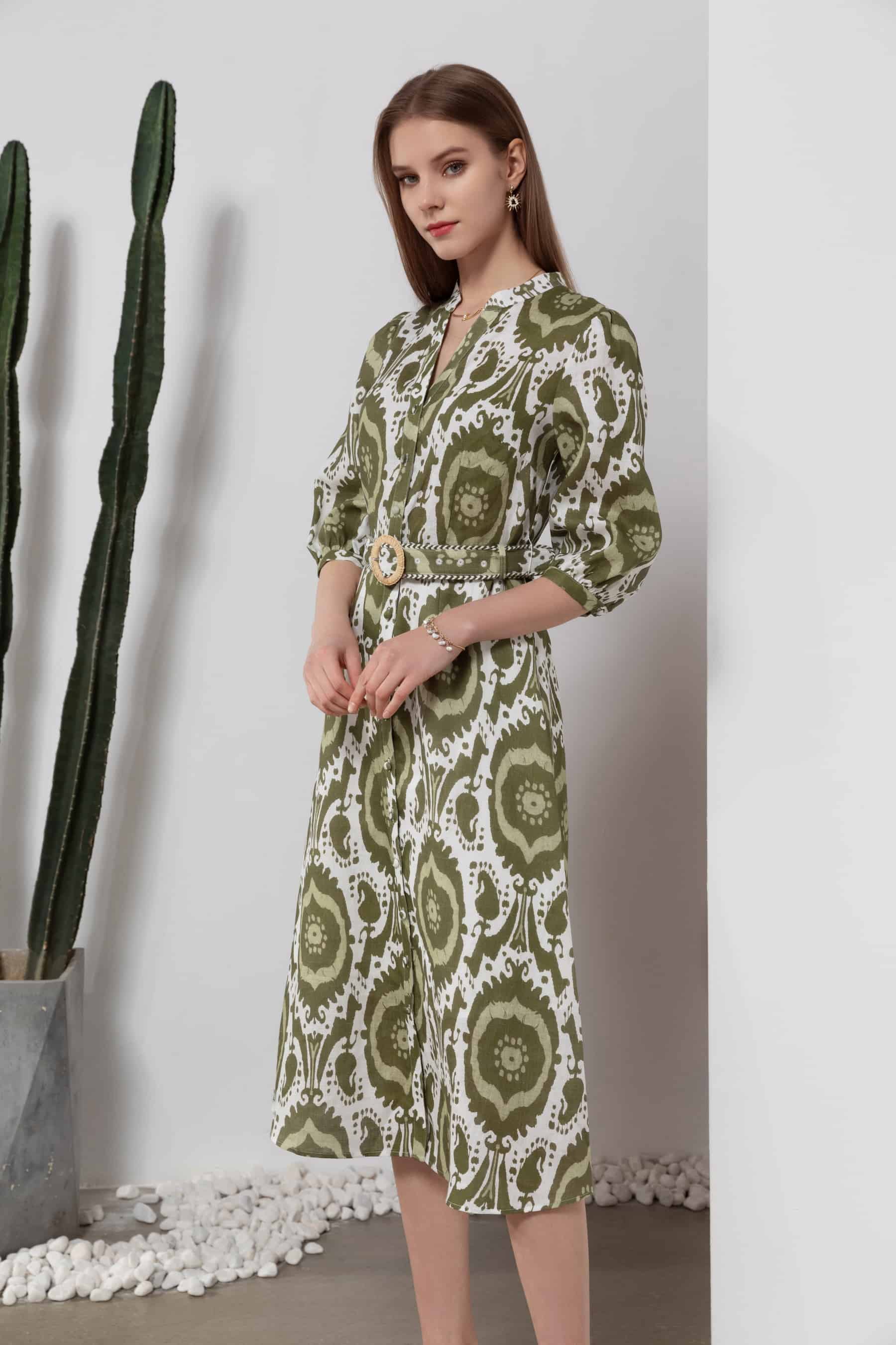 GDS Abyss Linen Long Dress | Khaki