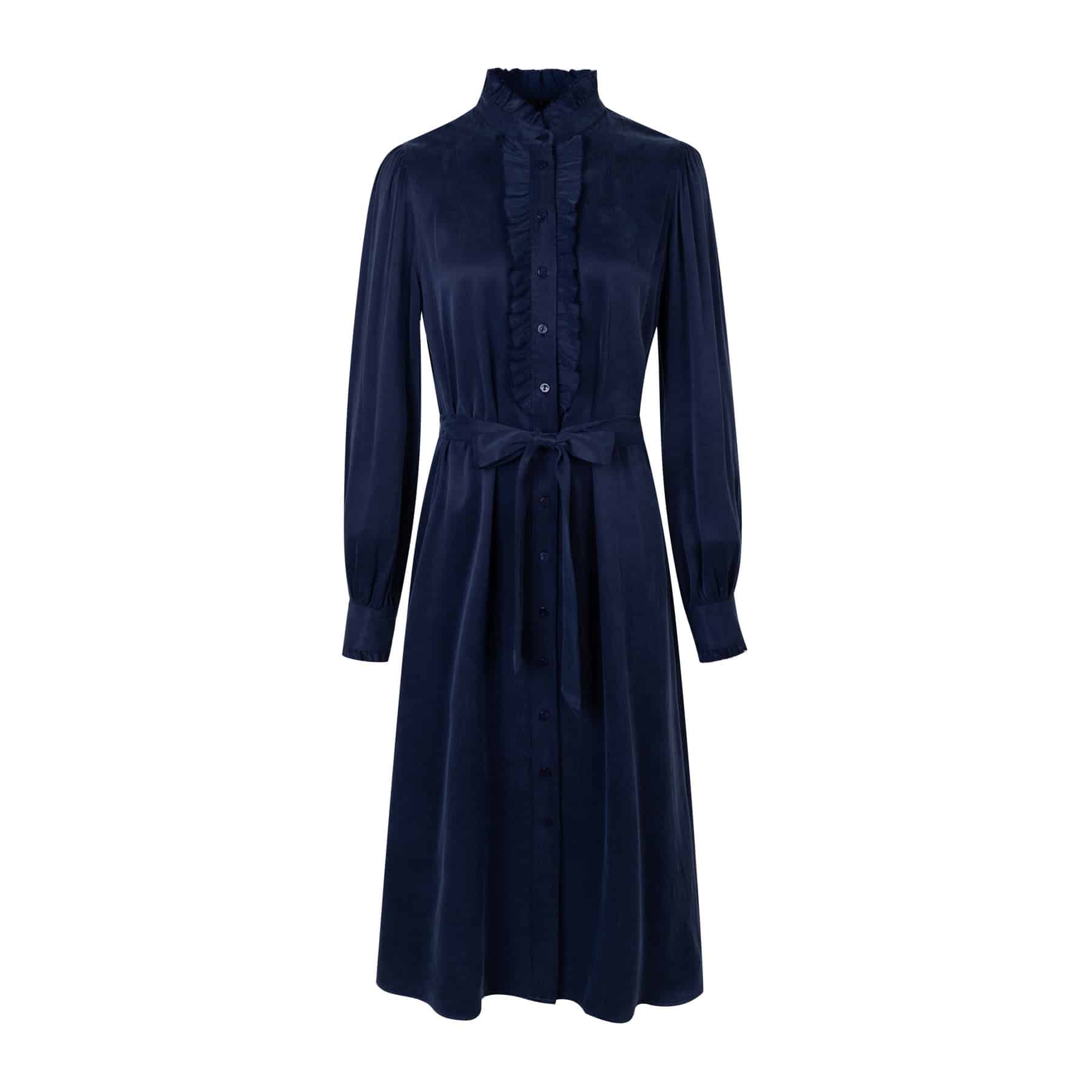 GDS Lia Ruffle Cupro Dress | Navy