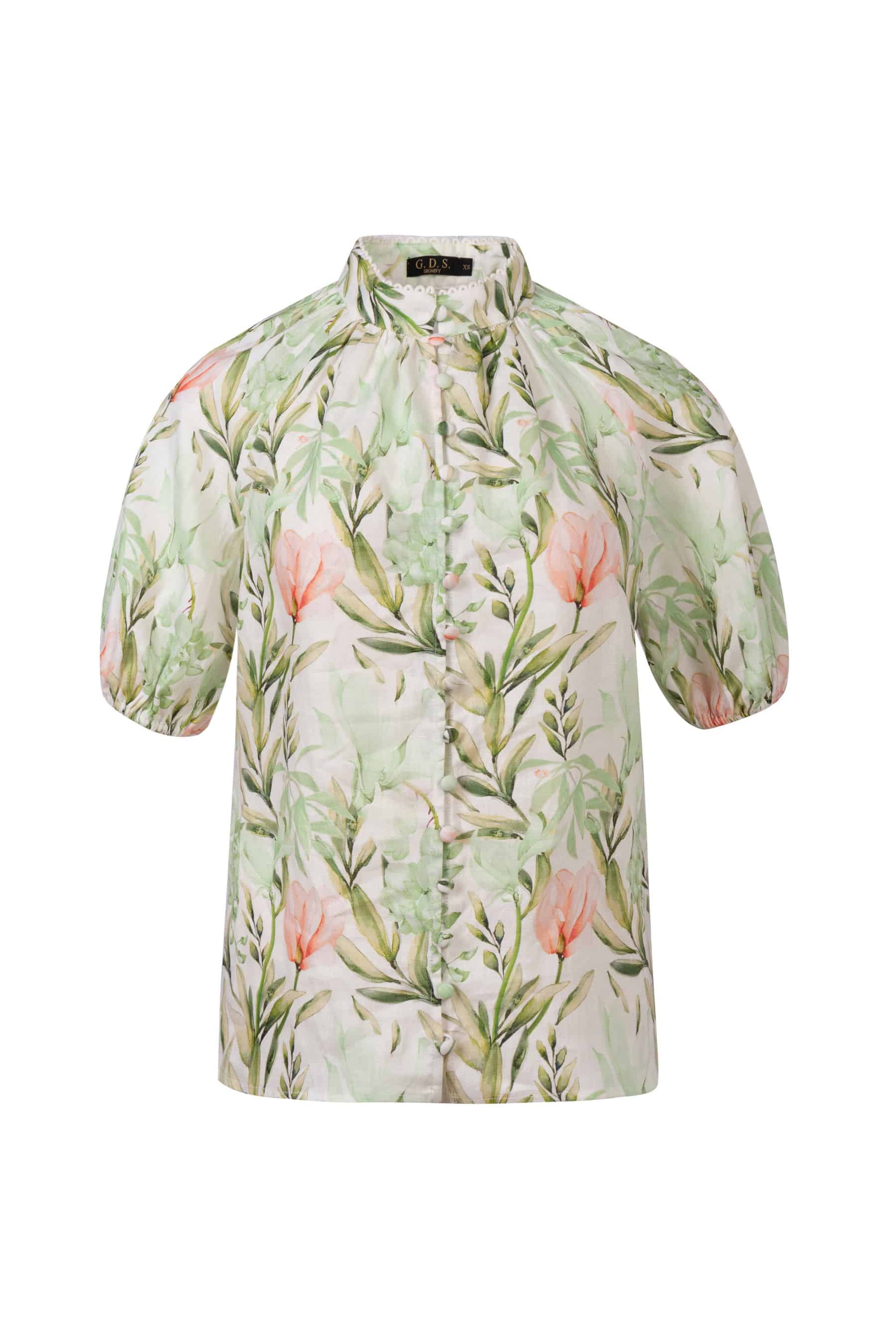 GDS Desiree Floral Linen Blouse | Green