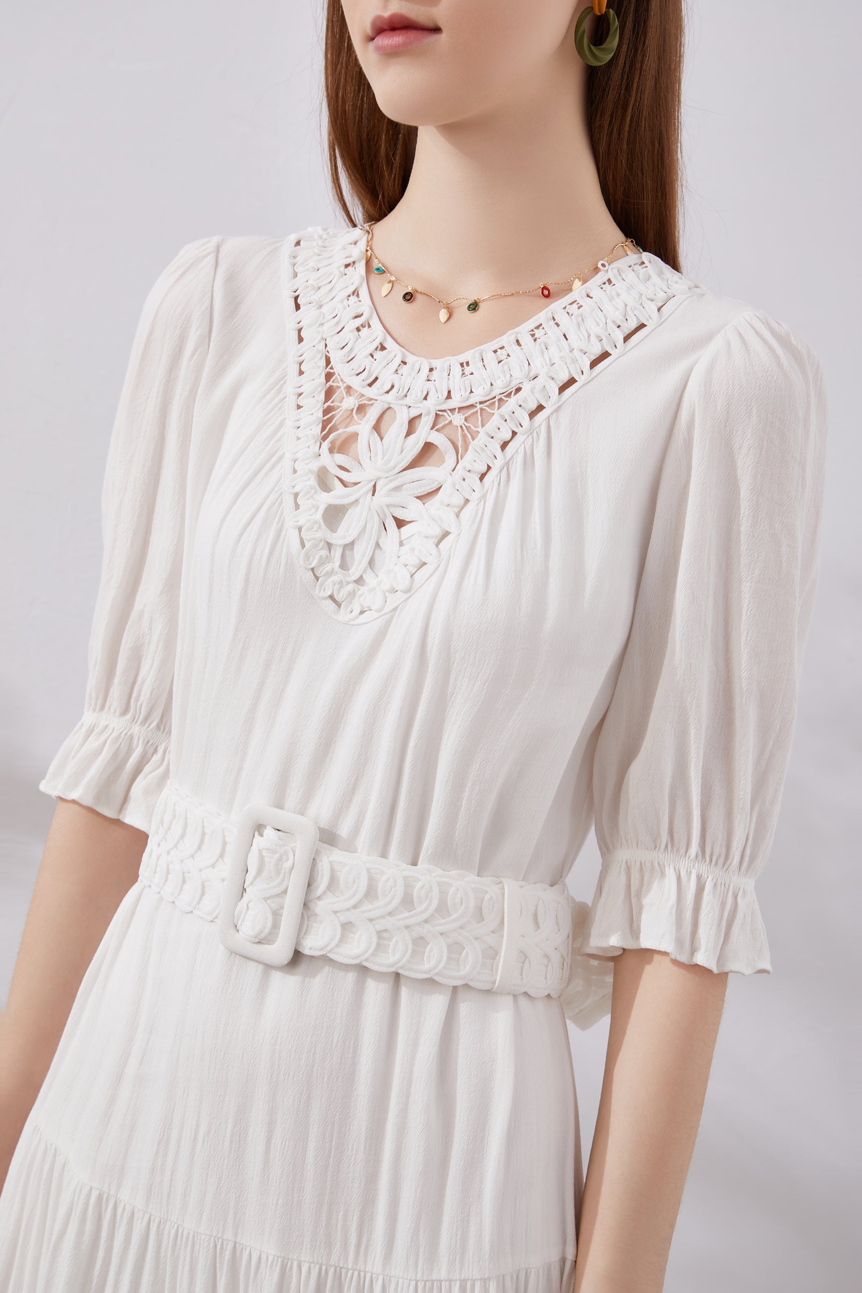 GDS Agnelle Embroidered Dress | White