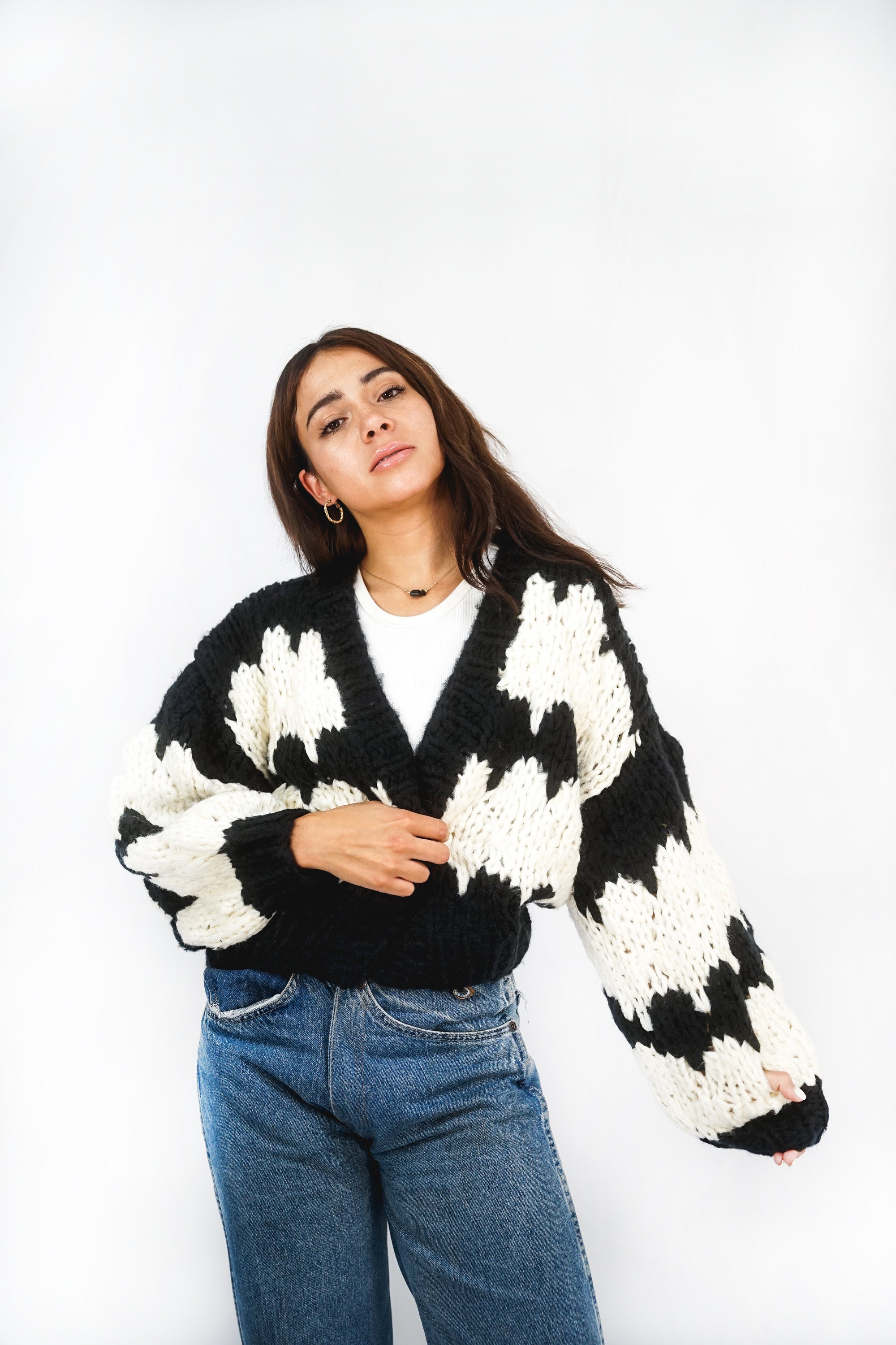 Savanna Handmade Cardi | Blk-Wht