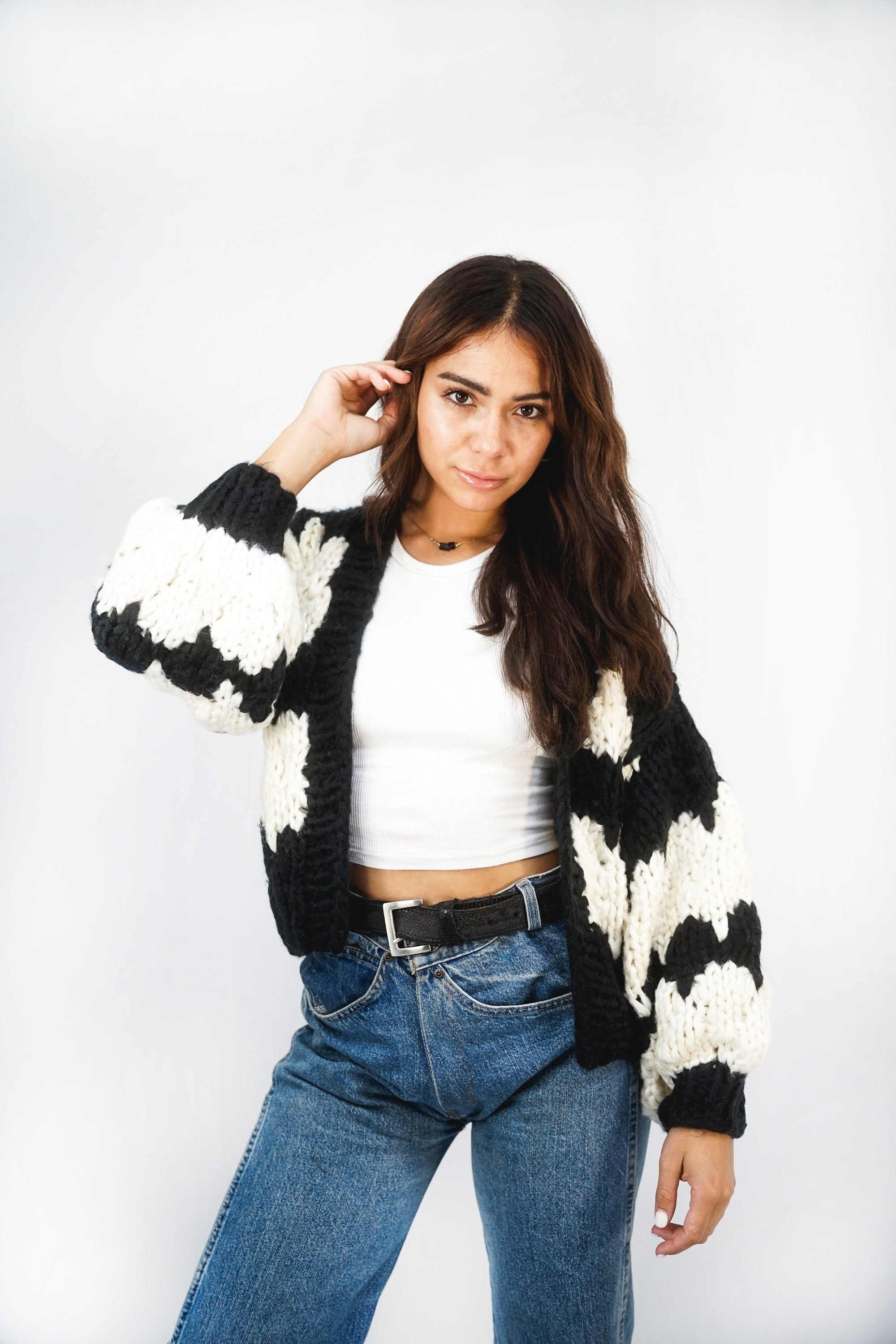 Savanna Handmade Cardi | Blk-Wht