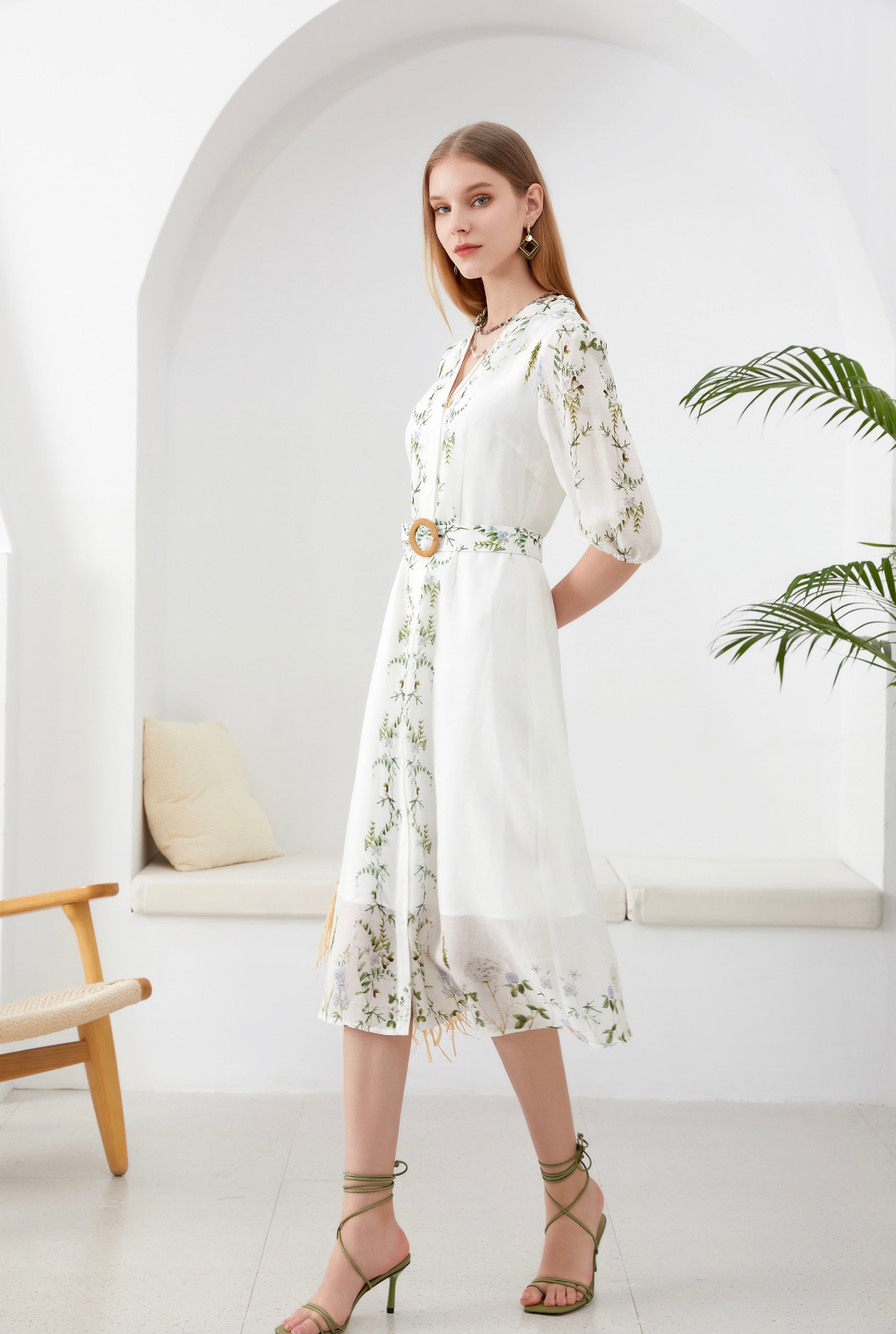 GDS Nicolette Belted Linen Dress | Mint