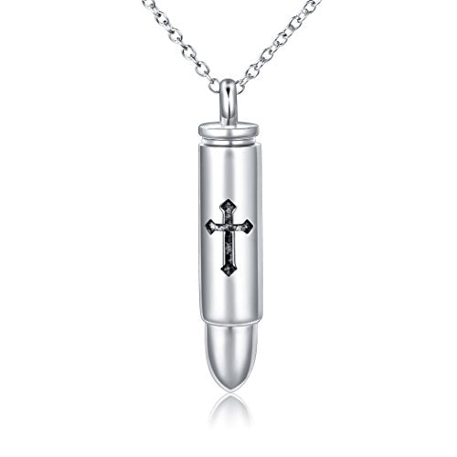 Men's S925 Sterling Silver Bullet Urn Pendant Necklace 24 Chain ...