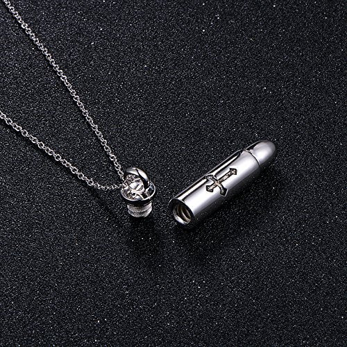 Men's S925 Sterling Silver Bullet Urn Pendant Necklace 24 Chain ...