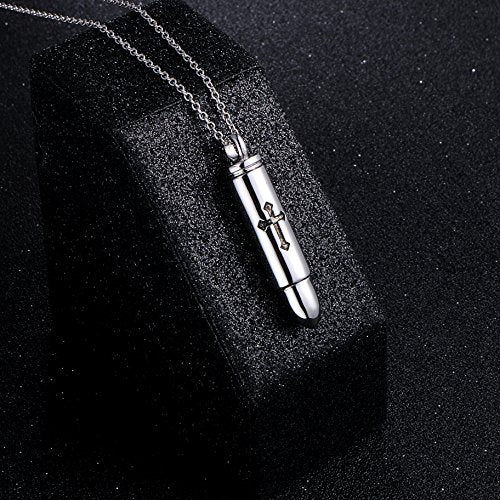 Men's S925 Sterling Silver Bullet Urn Pendant Necklace 24 Chain ...