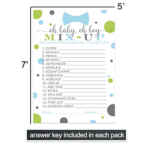 Bow Tie Baby Shower Word Scramble Game Pack (25 Cards ...