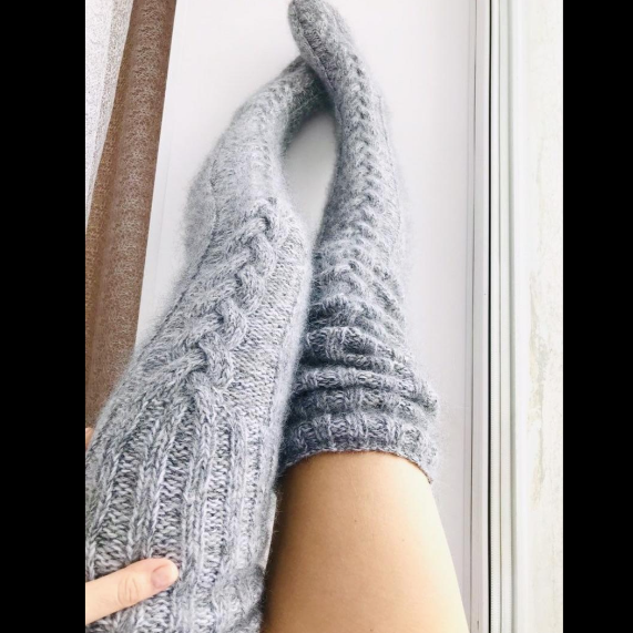 Winter Wool Stockings | Hand-Knitted Thigh High Women's socks | Over The Knee Socks - Compression  Plantar Socks product image