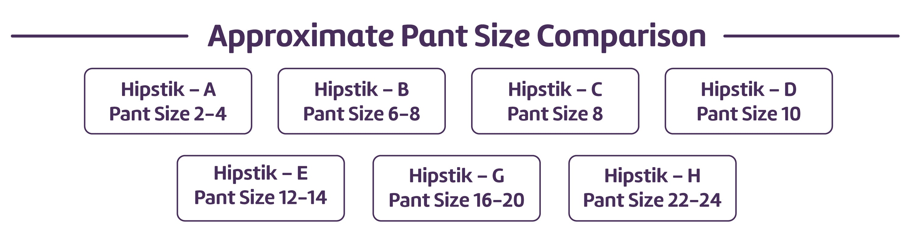 Hipstik - Pant Size Comparison Chart