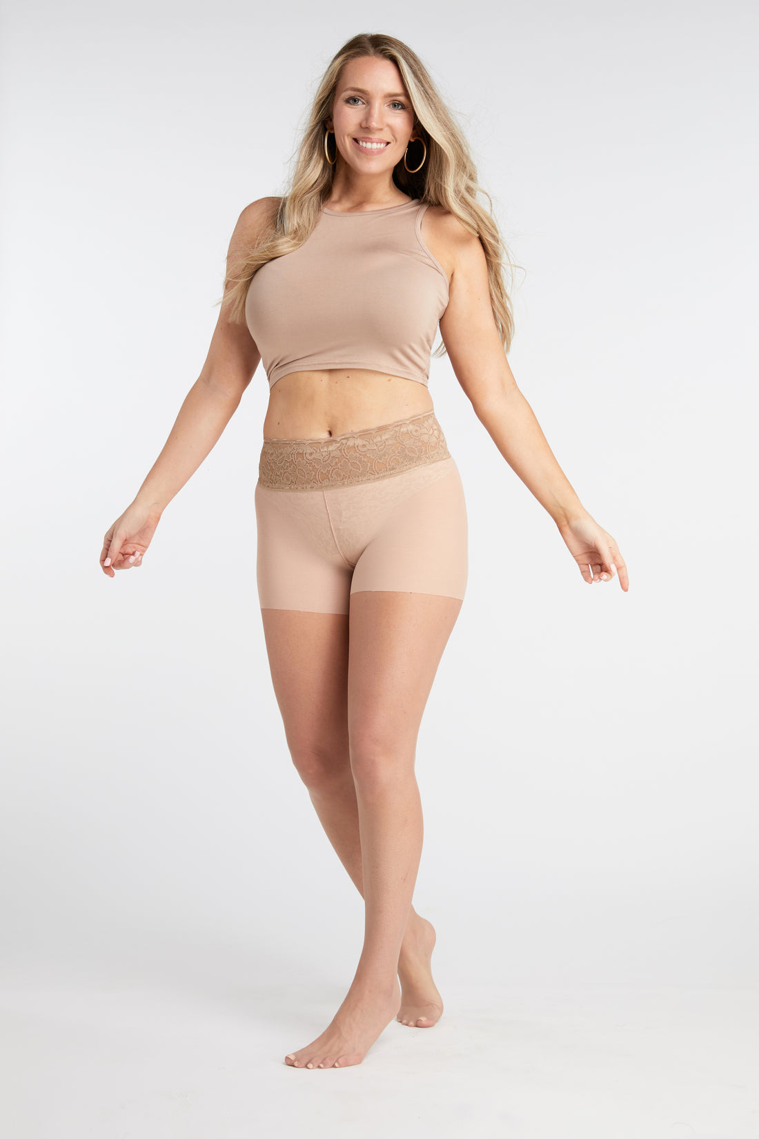 Tan Pantyhose With Comfort Luxe Waistband, Caramel