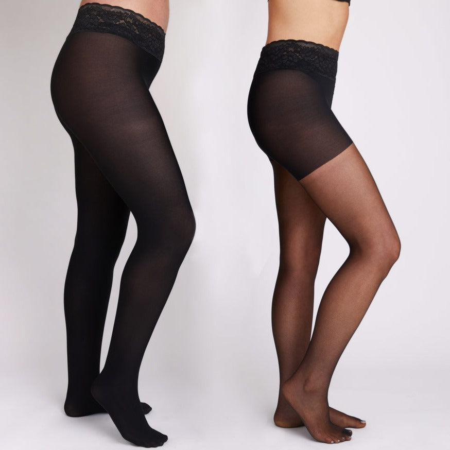 Buy QUEERYWomen's Opaque Black Full Length Pantyhose Stocking