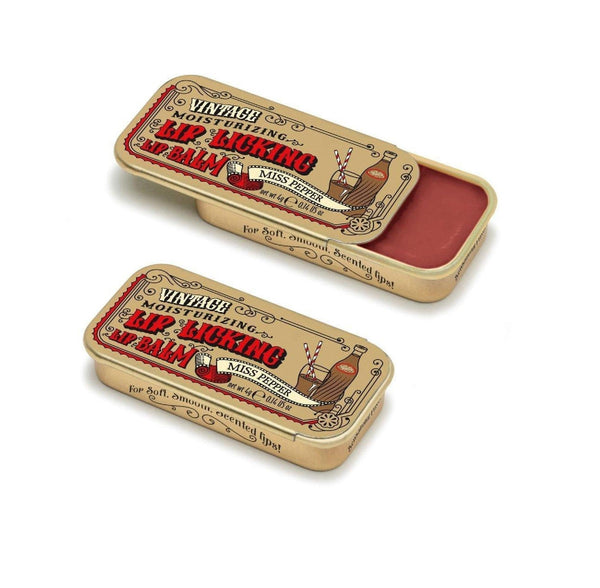 Lip Licking Lip Balm Vintage Slider Tin Miss Pepper Golden Gait Mercantile 