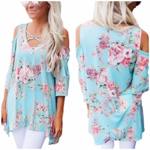 Where There is Love Floral Cold Shoulder Top – The Frankie Crystal ...