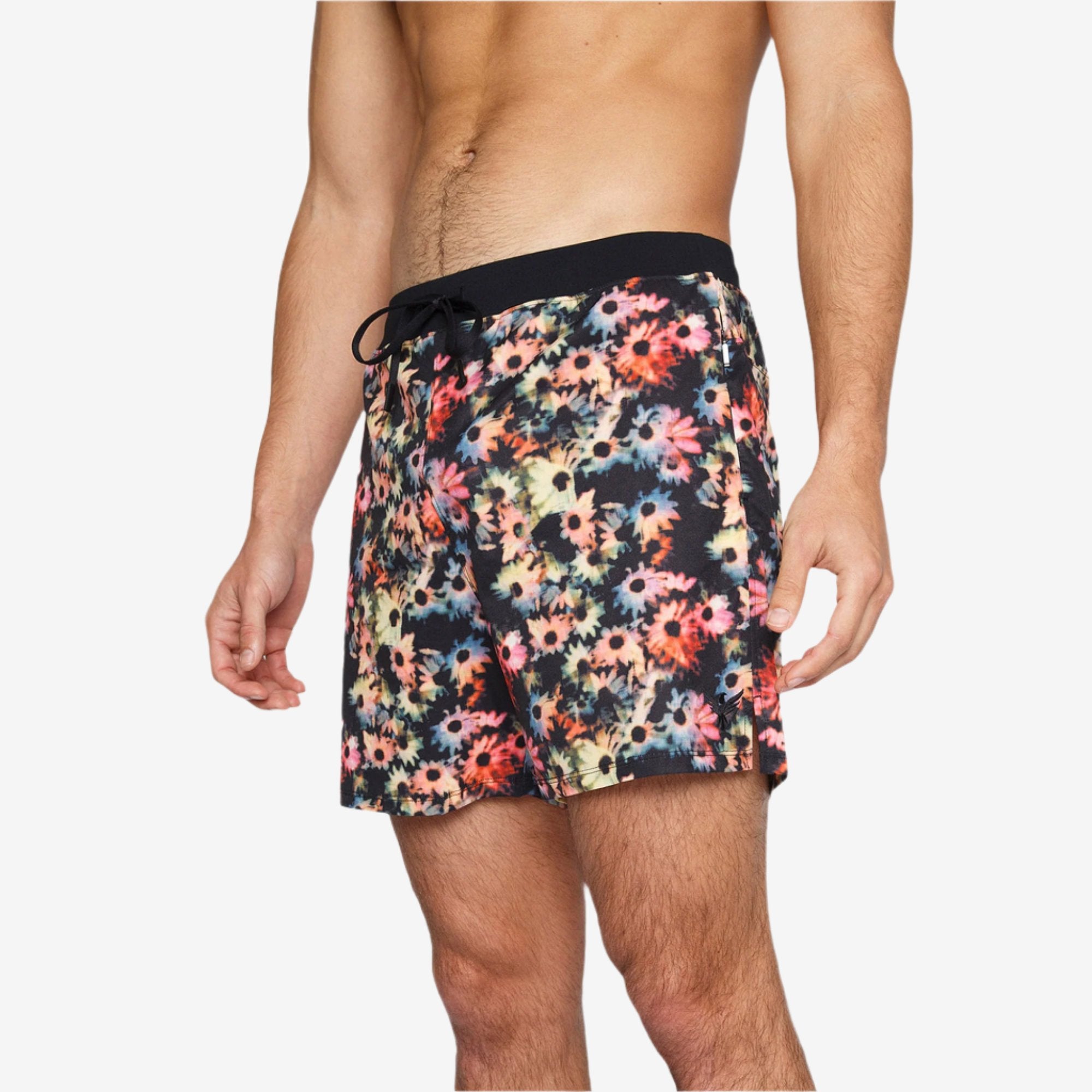 YOGA CROW MENS FLOW SHORTS - Black Floral - Crow Collective product image