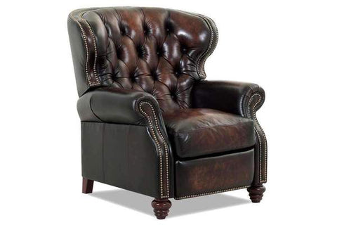 Arthur Chesterfield Leather Tufted Wingback Recliner Chair