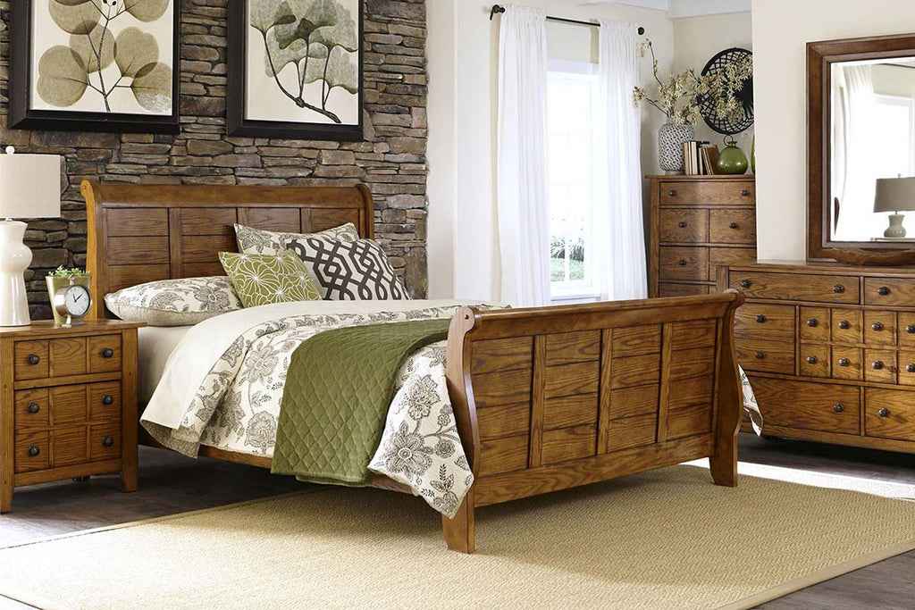 Atkins Mission Style Queen Or King Wood Sleigh Bed Create Your Own Be