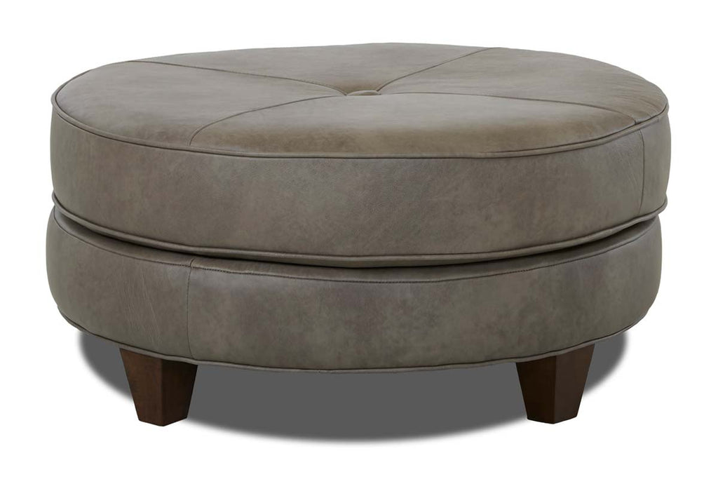 round leather ottoman pottery barn