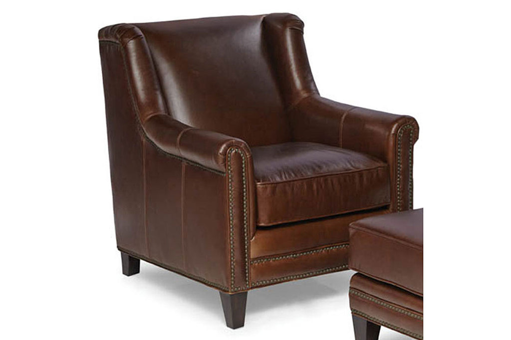 Joshua Walnut Quick Ship Small Wingback Leather Accent Chair