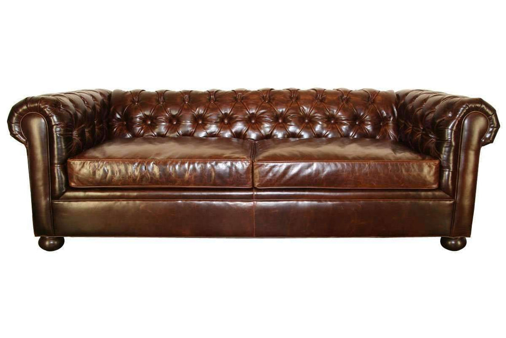 Empire 78 Inch Apartment Size Tufted Leather Chesterfield Studio Sofa