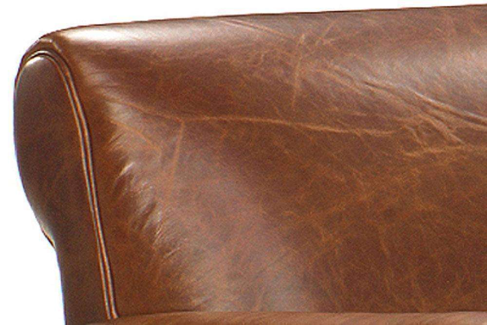 tribeca rustic leather rolled tight back sofa