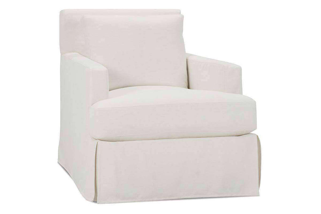 slipcovered swivel glider