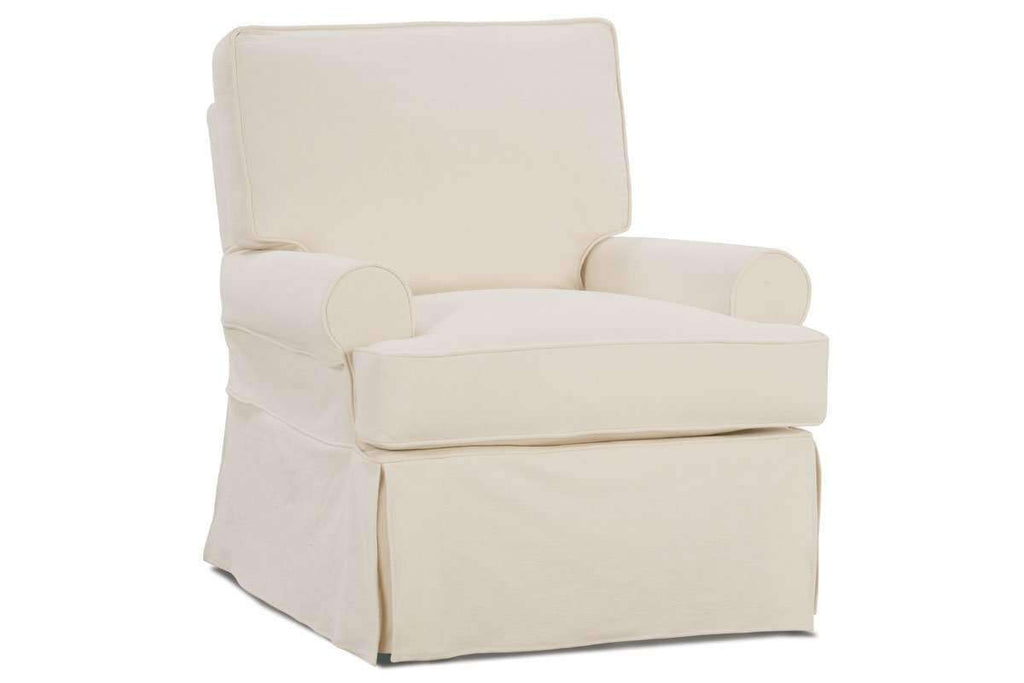 slipcovered swivel glider chair