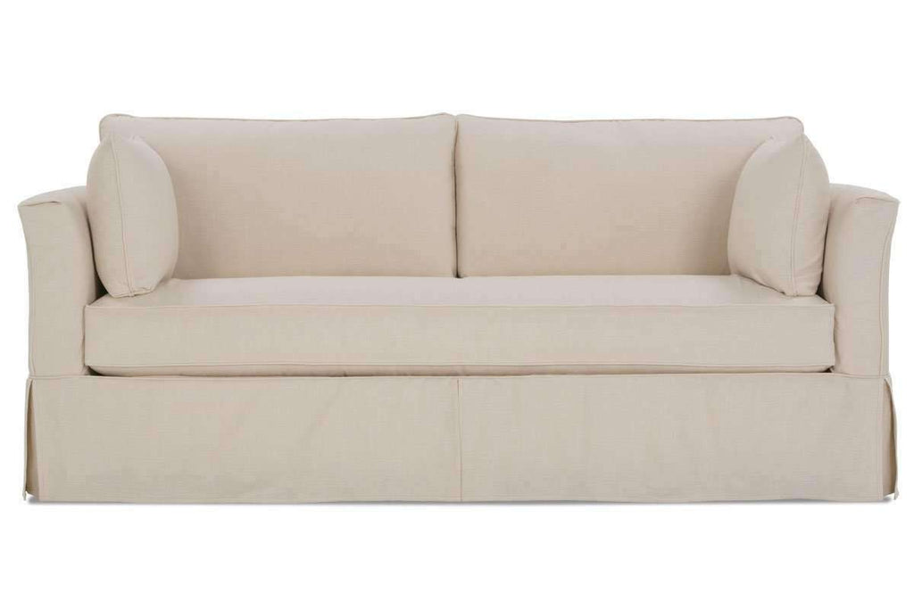 Delilah I Single Bench Seat Slipcovered Tuxedo Arm Sofa