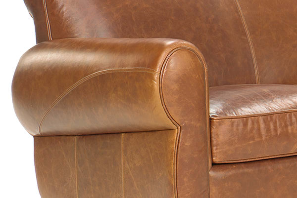tribeca rustic leather rolled tight back sofa