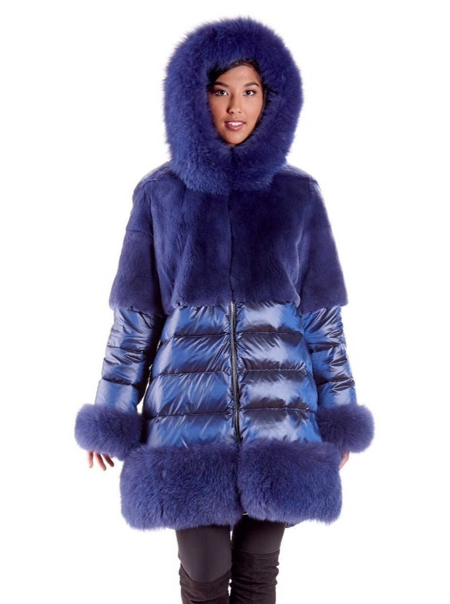 Rabbit Fur Lined Parka Jacket With Fox Fur Trim