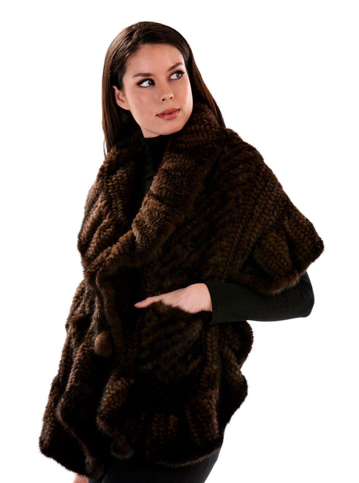 Knitted Fur Shawl