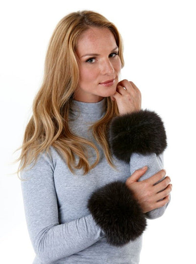 Fox Fur Cuffs in Black