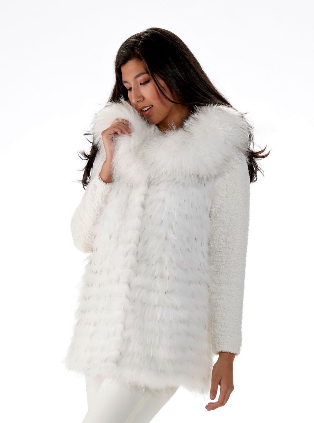 White Rabbit Fur Jacket Reversible-Fur Trim