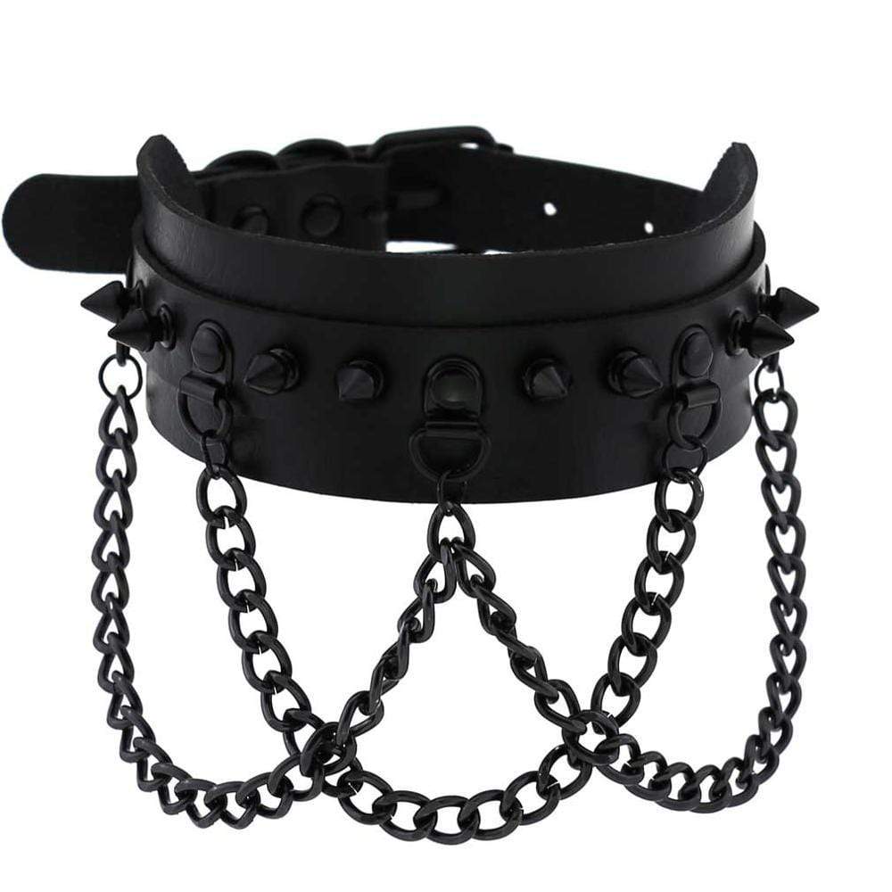 3 Layered Chain Gothic Spike Choker – Kinky Cloth