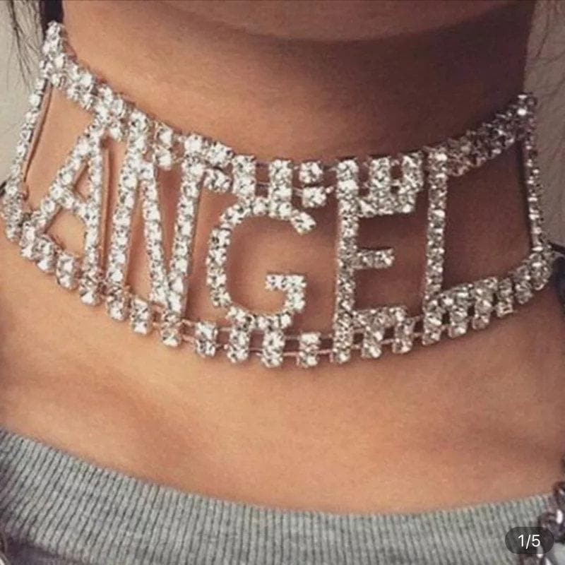 Angel Rhinestone Choker – Kinky Cloth