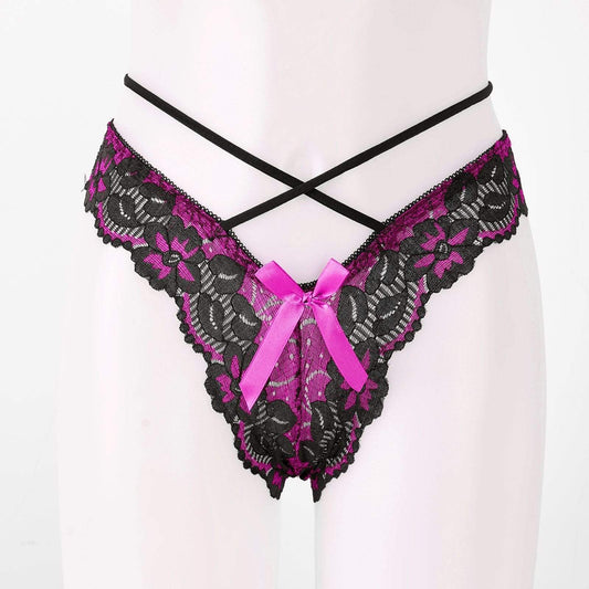 Bowknot Lace G-String Crotchless Underwear – Kinky Cloth