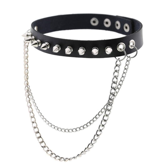 Braided Metal O-Round Collar Choker, Gothic Rivet Leather Cage