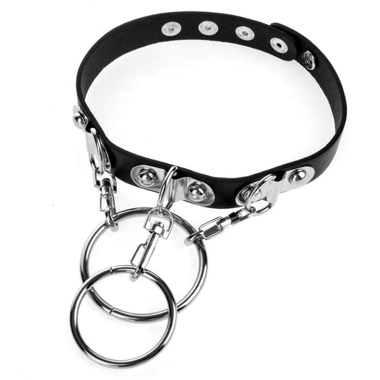 Leather Ring Heart Padlock Choker, Ring-O Heart Lock Goth Chokers – Kinky  Cloth