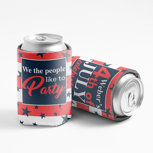 HOUSE OF PARTY 4th of July Can Koozies | 6PCS Beer Can Coolers Sleeves Bulk  for Soda Drink Bottles | Red White Blue Patriotic Fourth of July Can