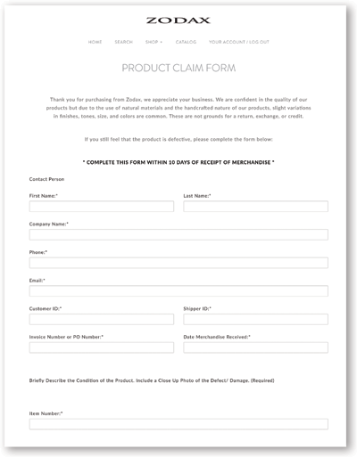 Online Claim Form