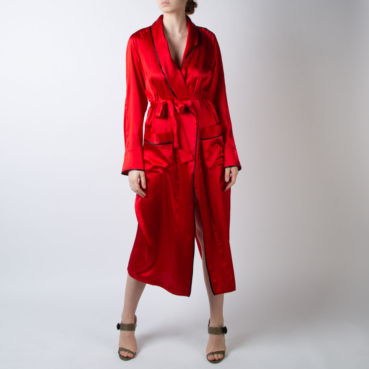 long red silk robe